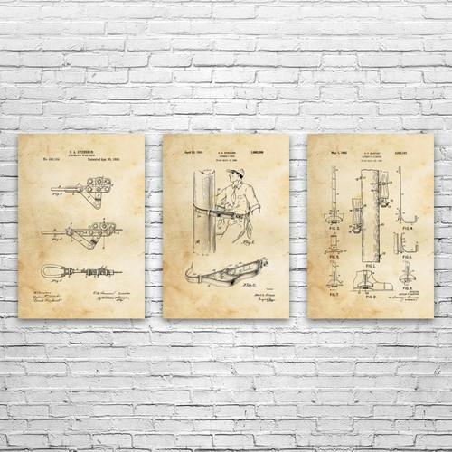 Lineman patent wall art set - lineman,
